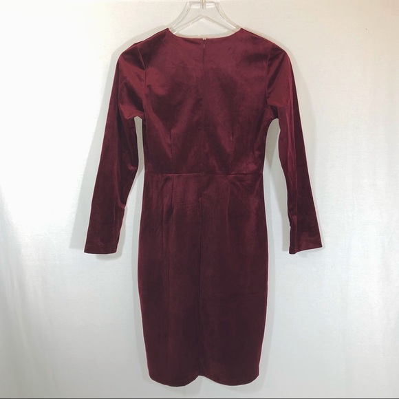 Burgundy Velvet Dress Sz Petite XS/S - Picture 2 of 5